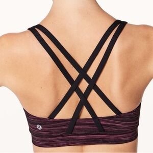 LULULEMON ENERGY BRA LOW TIDE V BLUSH BERRY BLACK/BLACK COLOR SIZE 12 PTP 17”EUC